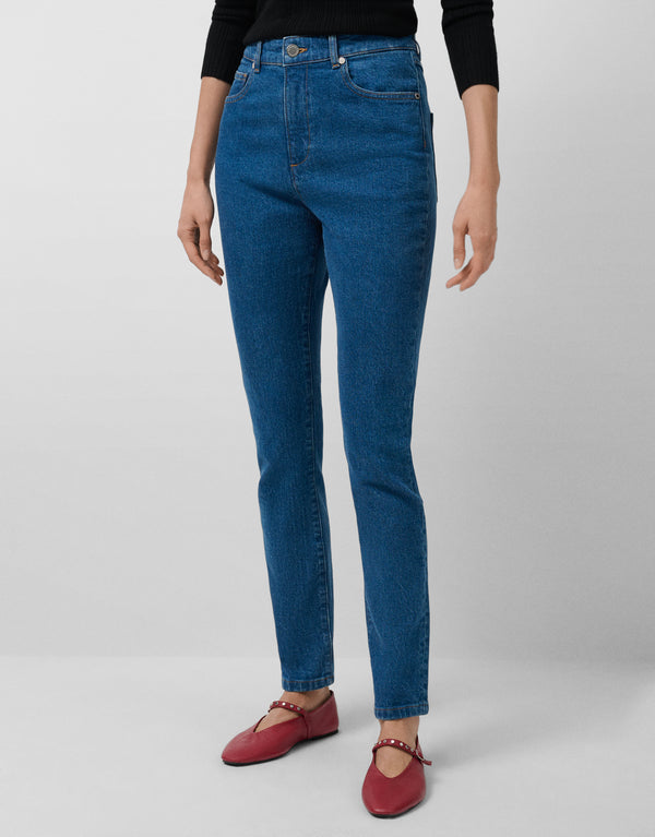 Slim Fit High-Waisted Blue Jeans