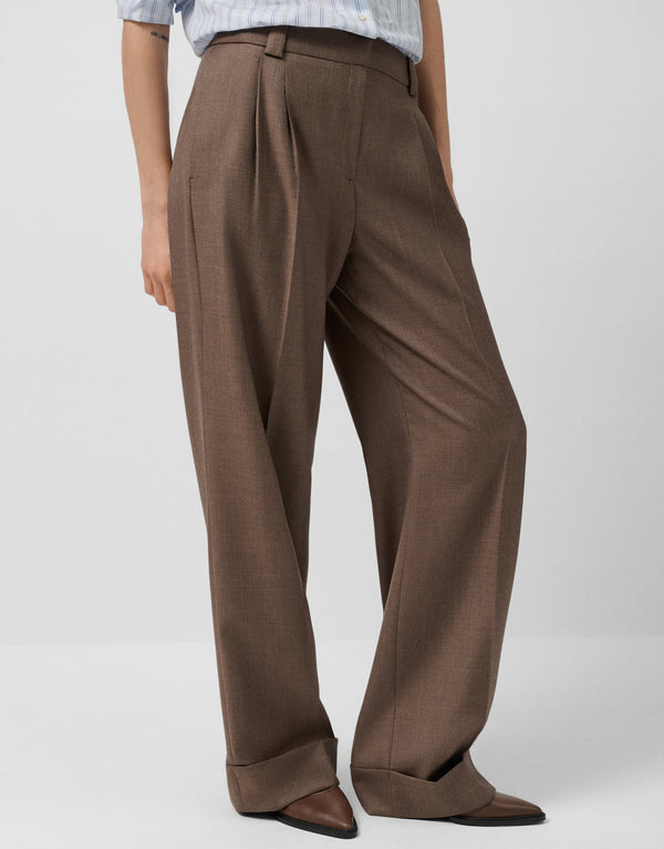 Tailored Trousers In Cool Brown Wool
