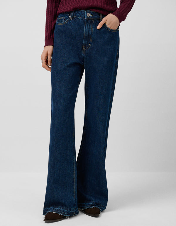 Wide-Leg Blue Jeans