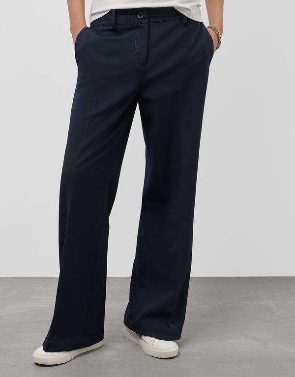 Black wide crepe trousers