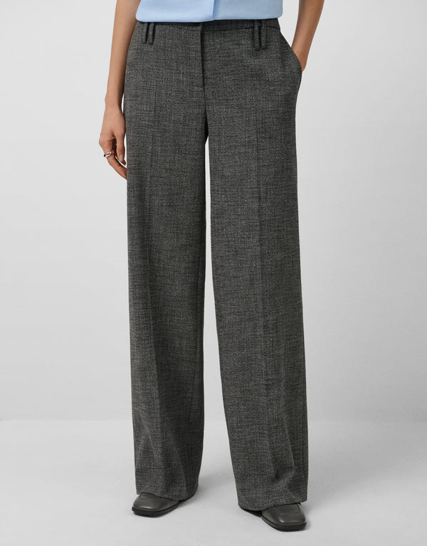 Straight-Leg Trousers With Double Belt Loops And Gray Trim