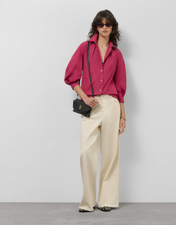 Raspberry taffeta blouse