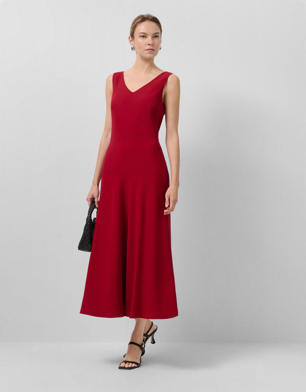 Red Crepe Halter Neck Midi Dress