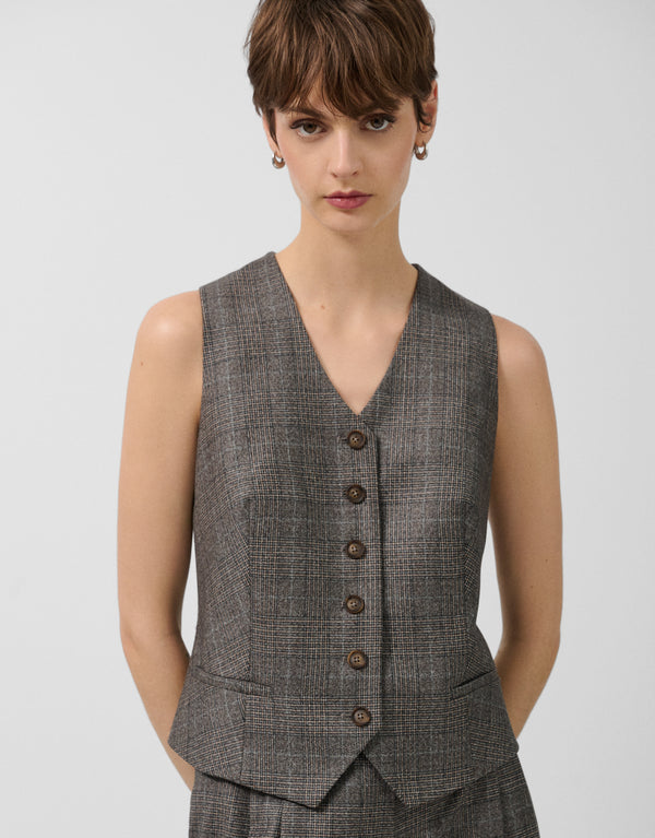Men'S Tailored Waistcoat, Brown Welsh Check