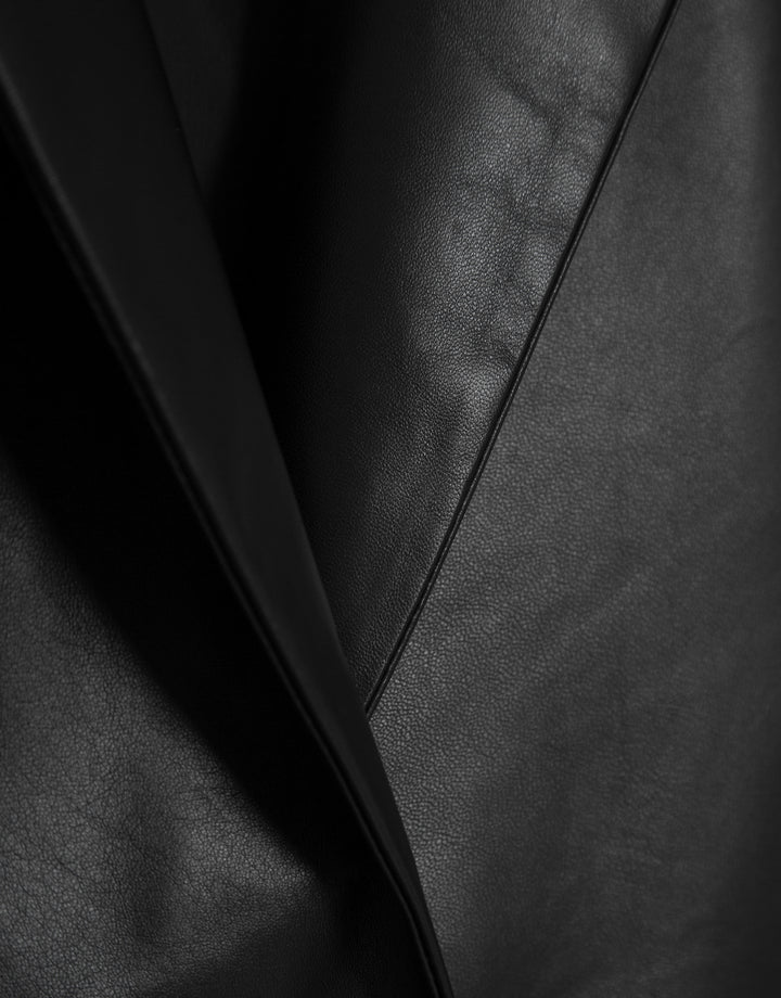 Close-up of black leather texture