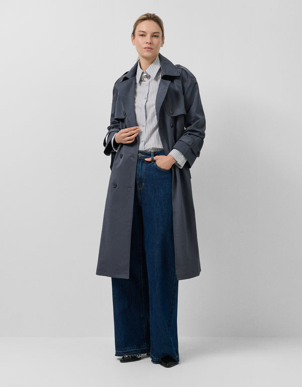 Classic Dark Blue Trench Coat