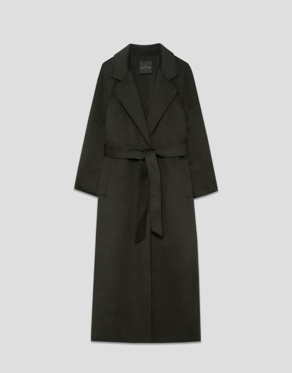 Long Coat In Double-Faced Green Cloth