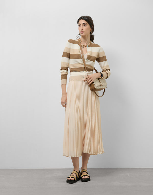 Sand-Toned Striped Cardigan