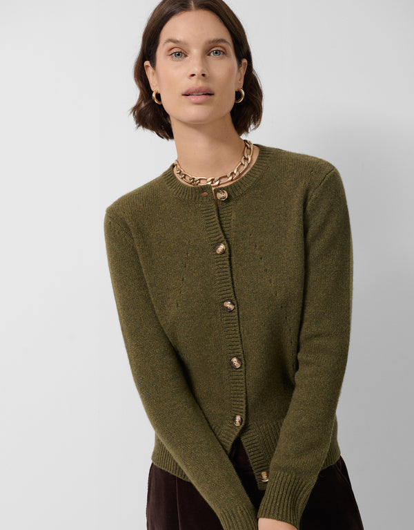 Green Wool Jacket With Openwork Pattern