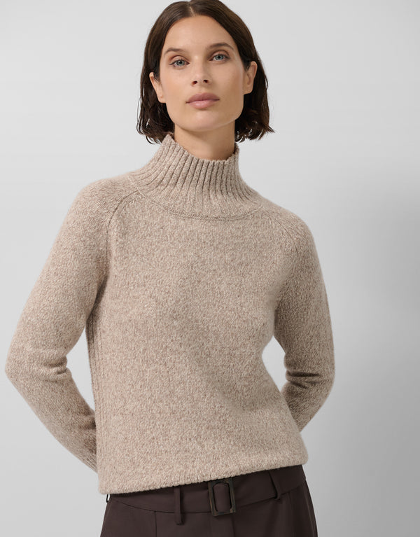 Chunky Brown Melange Wool Turtleneck Sweater