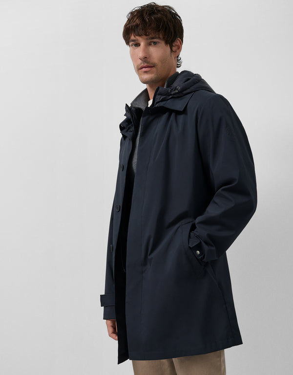 Navy Trench Coat With Detachable Bib