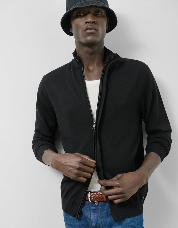 Plain navy blue zipped jacket