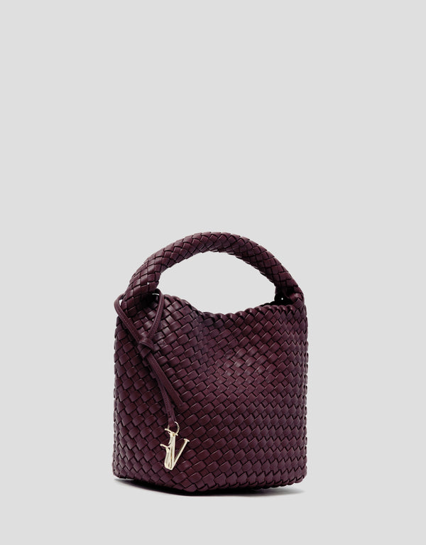 Paula Hobo Midi Handbag In Burgundy Braided Leather
