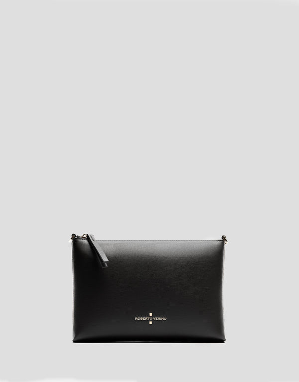 Lia Black Saffiano Leather Shoulder Bag