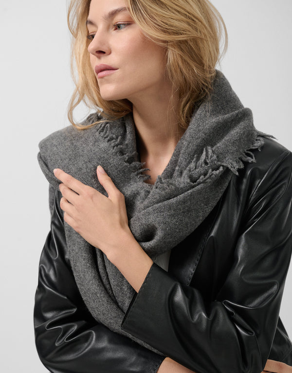 Dark Grey Melange Wool Scarf