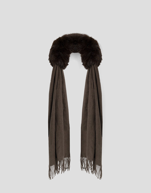 Brown Scarf Combined With A Soft Matching Collar