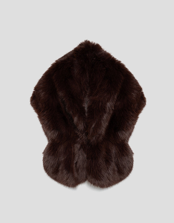 Large Brown Fur-Effect Stole