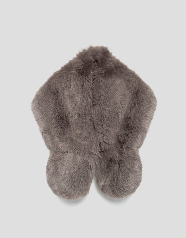 Large Gray Fur Effect Stole
