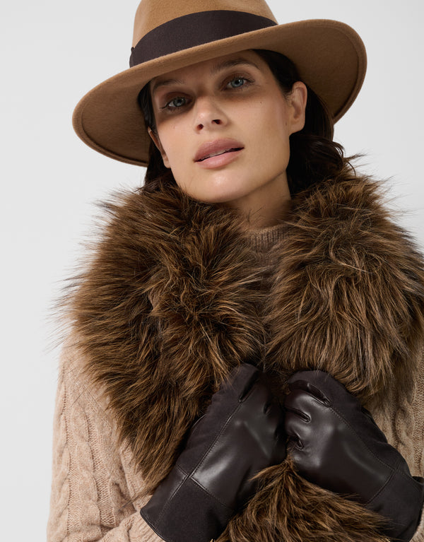 Small Brown Faux Fur Cross Stole