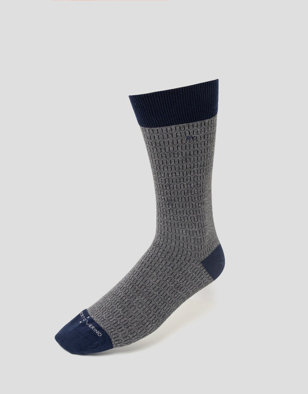 Gray melange and blue check socks pack
