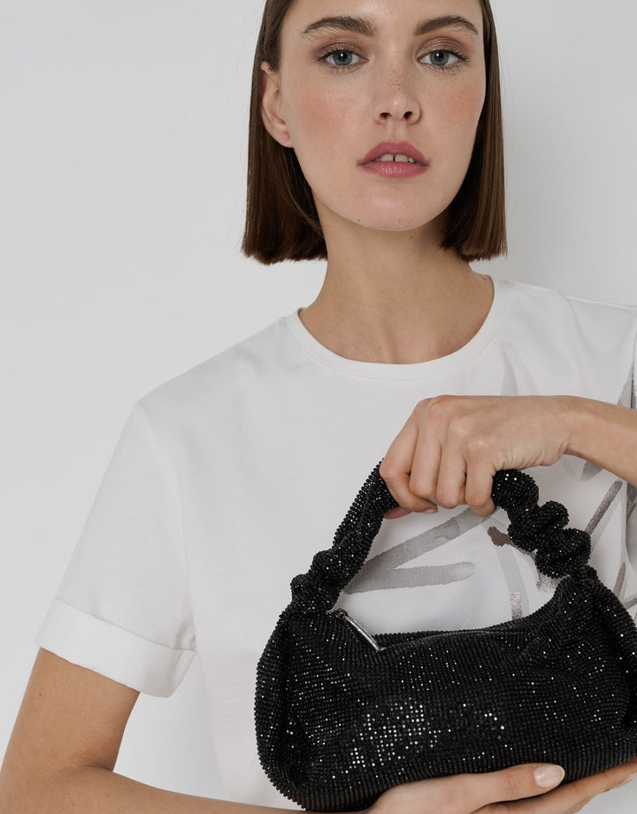 Handbags | Ariana Cristal Mesh Black Handbag by Spanish designer Roberto Verino