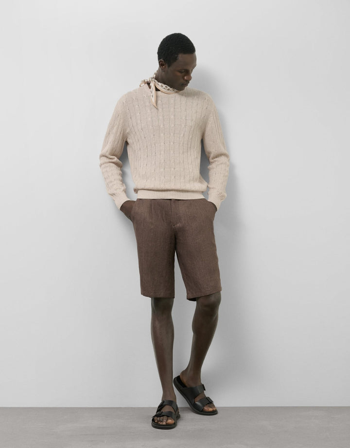 Pants | Beige cotton/linen cable knit sweater by Spanish designer Roberto Verino