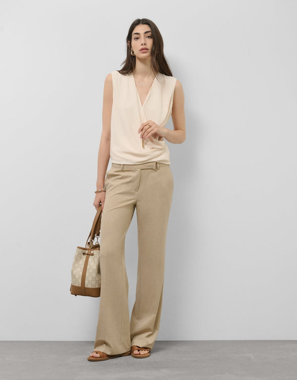 Shirts & Blouses | Beige fluid knit wrap top by Spanish designer Roberto Verino