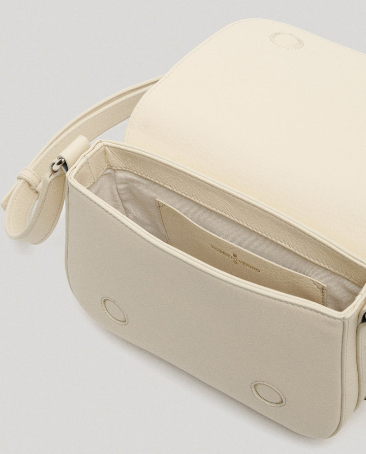Handbags | Beige leather Mini Mafalda shoulder bag by Spanish designer Roberto Verino