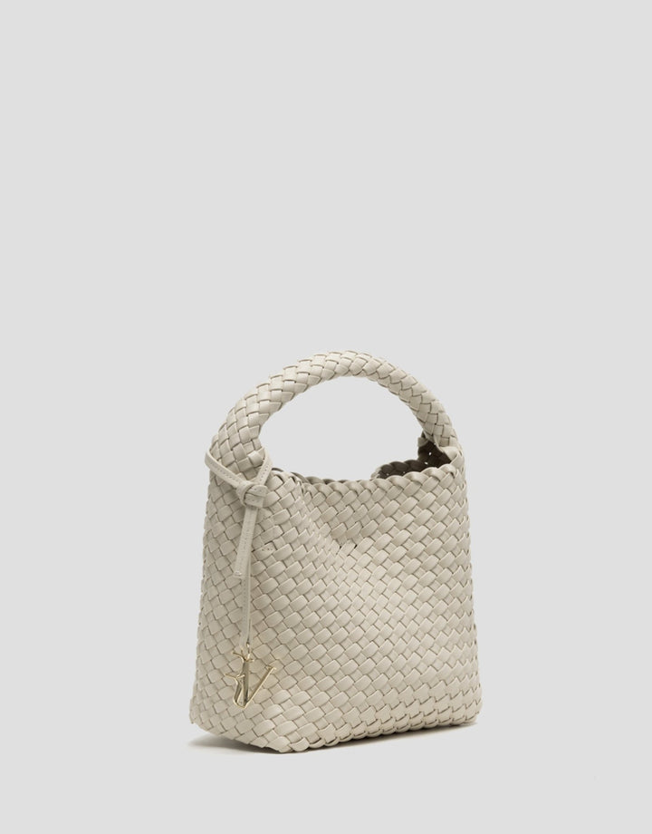 Handbags | Beige Midi Paula Hobo handbag with braided leather by Spanish designer Roberto Verino