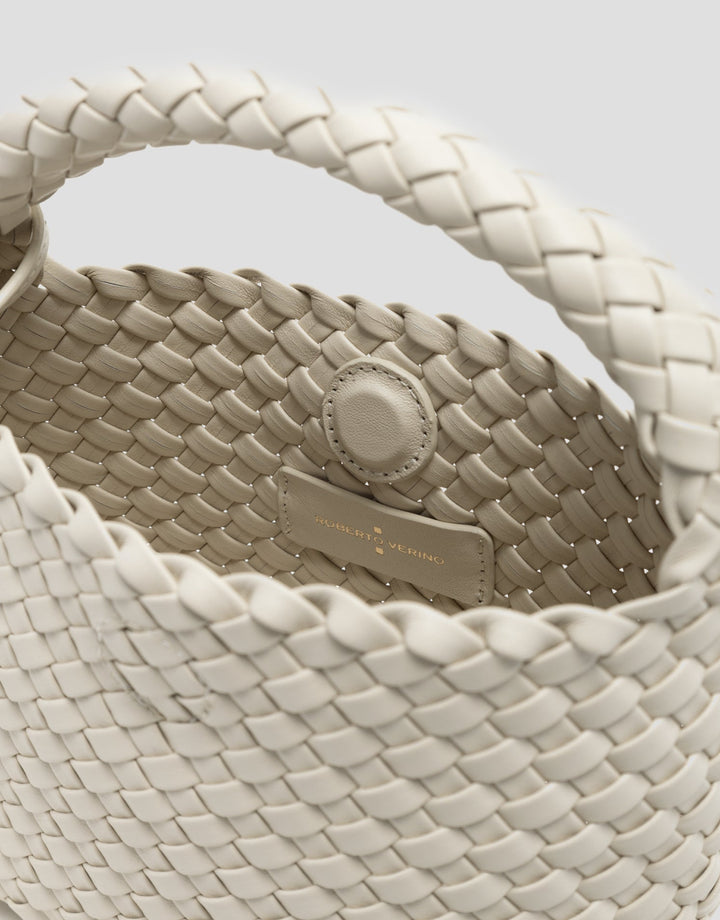Handbags | Beige Midi Paula Hobo handbag with braided leather by Spanish designer Roberto Verino