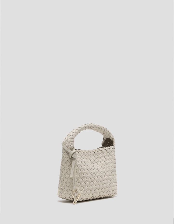 Handbags | Beige Paula Clutch bag with braided leather by Spanish designer Roberto Verino