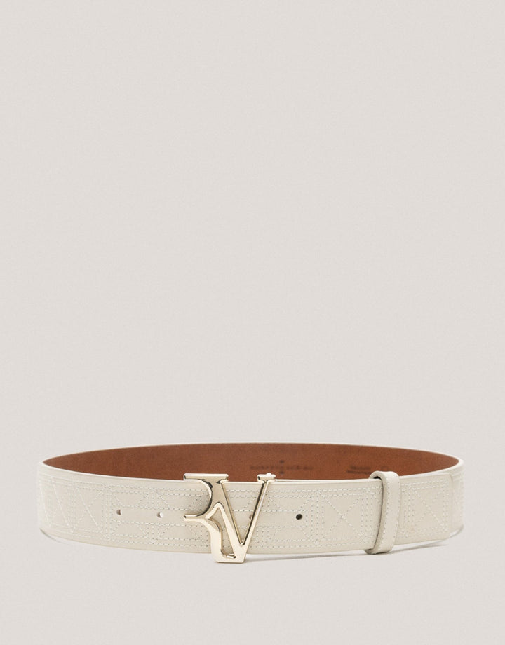 Belts | Beige quilted leather belt by Spanish designer Roberto Verino