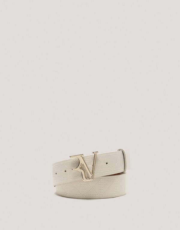 Belts | Beige quilted leather belt by Spanish designer Roberto Verino