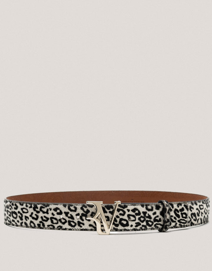 Belts | Black and white animal print fur belt by Spanish designer Roberto Verino