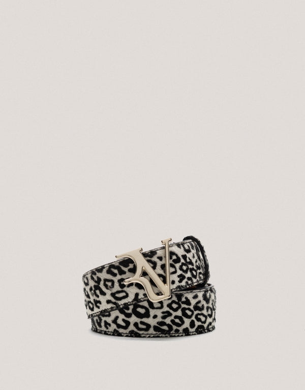 Belts | Black and white animal print fur belt by Spanish designer Roberto Verino