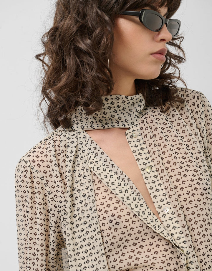 Shirts & Blouses | Black and white blouse with geometric print and bow by Spanish designer Roberto Verino