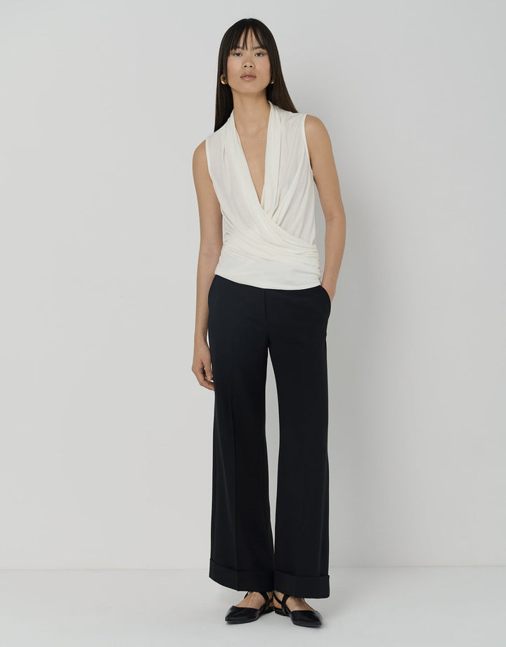 Pants | Black crepe tailored trousers by Spanish designer Roberto Verino