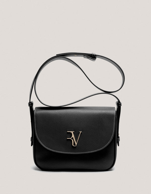Handbags | Black grained leather Cuca Maxi shoulder bag by Spanish designer Roberto Verino
