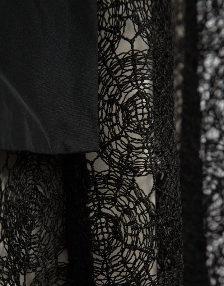 General | Black guipure long sleeve midi dress by Spanish designer Roberto Verino