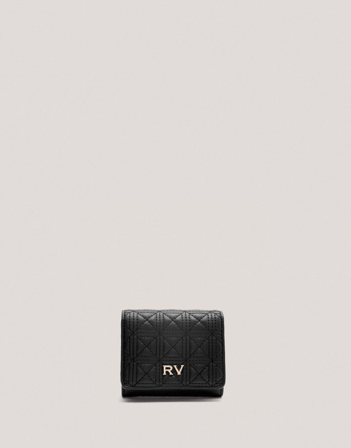 Wallets | Black medium size Linda quilted leather wallet by Spanish designer Roberto Verino