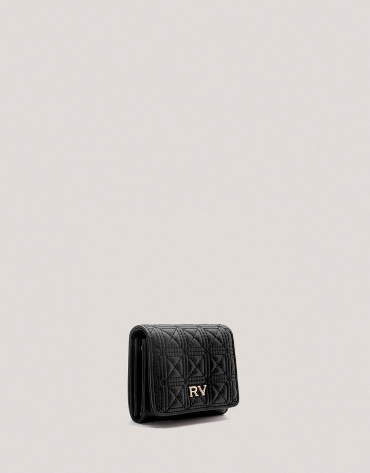 Wallets | Black medium size Linda quilted leather wallet by Spanish designer Roberto Verino