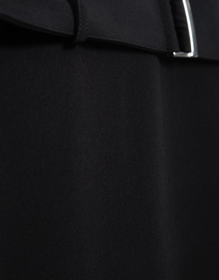 General | Black midi twill flowing skirt with belt by Spanish designer Roberto Verino