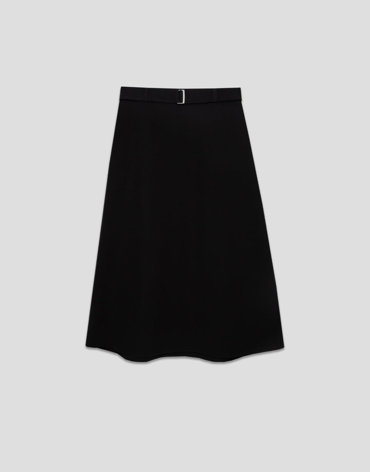 General | Black midi twill flowing skirt with belt by Spanish designer Roberto Verino