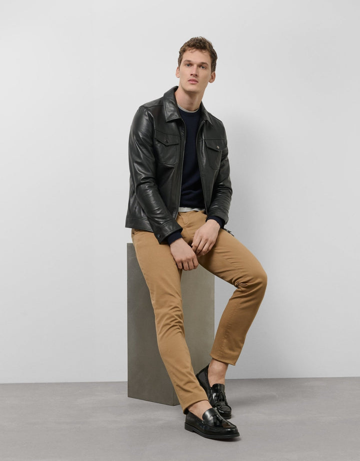 Outerwear | Black nappa leather jacket with chest pockets by Spanish designer Roberto Verino