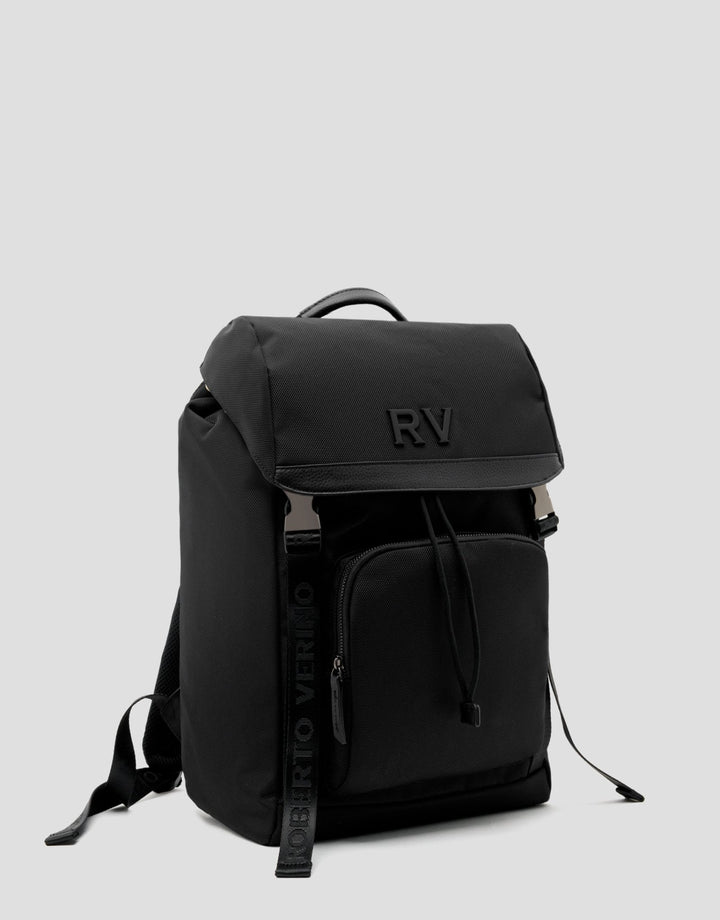 Handbags | Black nylon work backpack by Spanish designer Roberto Verino