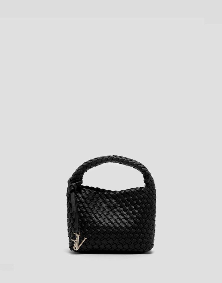 Handbags | Black Paula Clutch bag with braided leather by Spanish designer Roberto Verino