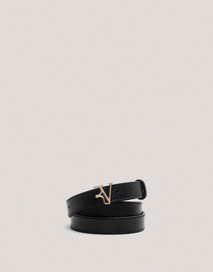 Belts | Black Saffiano leather belt by Spanish designer Roberto Verino
