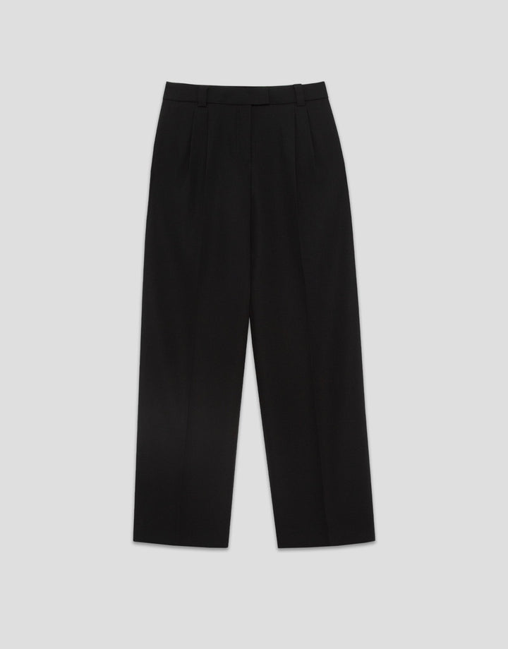 Pants | Black straight crepe pants with darts by Spanish designer Roberto Verino