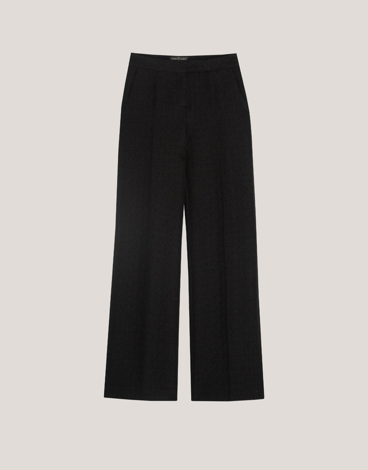 Pants | Black straight pants with embossed design by Spanish designer Roberto Verino
