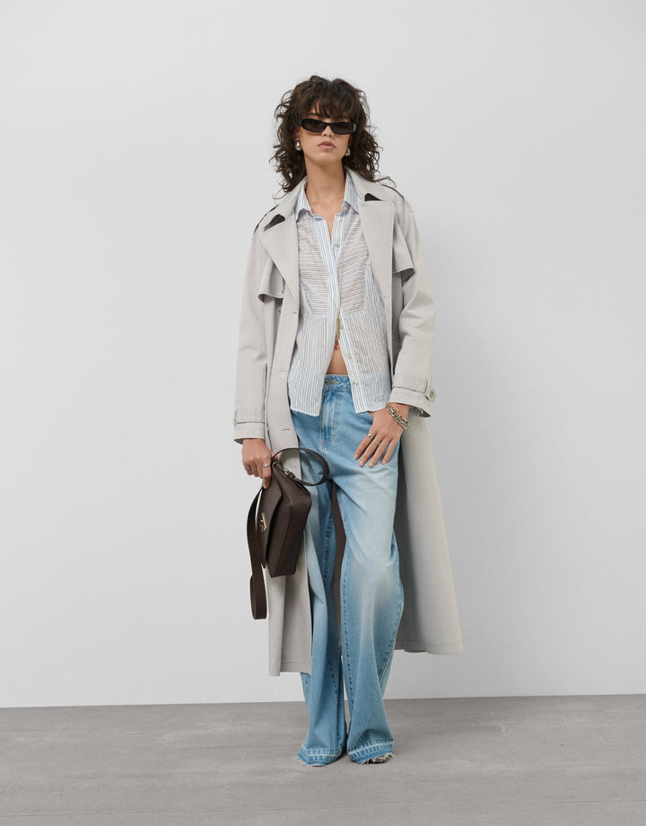Shirts & Blouses | Blue and white striped blouse with long roll - up sleeves by Spanish designer Roberto Verino